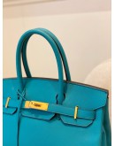 (LIKE NEW) 2016 HERMES BIRKIN 30 TOP HANDLE BAG IN VERT VERONE EPSOM LEATHER -FULL SET-