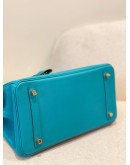 (LIKE NEW) 2016 HERMES BIRKIN 30 TOP HANDLE BAG IN VERT VERONE EPSOM LEATHER -FULL SET-