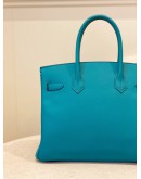 (LIKE NEW) 2016 HERMES BIRKIN 30 TOP HANDLE BAG IN VERT VERONE EPSOM LEATHER -FULL SET-