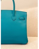 (LIKE NEW) 2016 HERMES BIRKIN 30 TOP HANDLE BAG IN VERT VERONE EPSOM LEATHER -FULL SET-