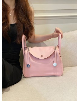 HERMES LINDY 30 ROSE SAKURA IN VEAU SWIFT PHW STAMP X -FULL SET- 