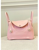 HERMES LINDY 30 ROSE SAKURA IN VEAU SWIFT PHW STAMP X -FULL SET- 