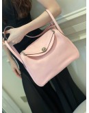 HERMES LINDY 30 ROSE SAKURA IN VEAU SWIFT PHW STAMP X -FULL SET- 