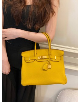 (LIKE NEW) HERMES BIRKIN 30 IN JAUNE AMBRE VEAU TOGO LEATHER -FULL SET-