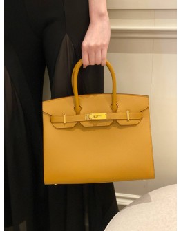 (BRAND NEW) 2021 HERMES BIRKIN 30 BAG IN MOUTARDE EPSOM LEATHER -FULL SET-