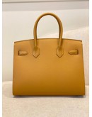 (BRAND NEW) 2021 HERMES BIRKIN 30 BAG IN MOUTARDE EPSOM LEATHER -FULL SET-