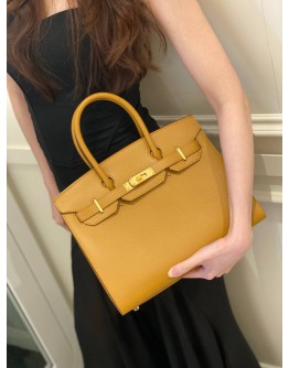 (BRAND NEW) 2021 HERMES BIRKIN 30 BAG IN MOUTARDE EPSOM LEATHER -FULL SET-