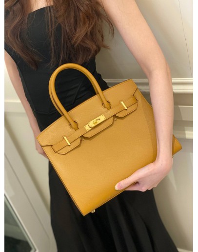 (BRAND NEW) 2021 HERMES BIRKIN 30 BAG IN MOUTARDE EPSOM LEATHER -FULL SET-
