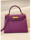 (LIKE NEW) 2019 HERMES KELLY 28 IN ANEMONE EPSOM LEATHER GOLD HARDWARE -FULL SET- 