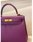 (LIKE NEW) 2019 HERMES KELLY 28 IN ANEMONE EPSOM LEATHER GOLD HARDWARE -FULL SET- 