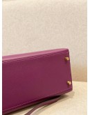 (LIKE NEW) 2019 HERMES KELLY 28 IN ANEMONE EPSOM LEATHER GOLD HARDWARE -FULL SET- 