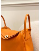 (CLEAR STOCK) 2016 HERMES LINDY 30 IN ORANGE H SWIFT LEATHER -FULL SET-