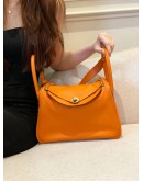 (CLEAR STOCK) 2016 HERMES LINDY 30 IN ORANGE H SWIFT LEATHER -FULL SET-