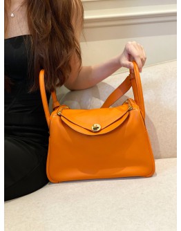 (CLEAR STOCK) 2016 HERMES LINDY 30 IN ORANGE H SWIFT LEATHER -FULL SET-