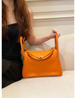 (CLEAR STOCK) 2016 HERMES LINDY 30 IN ORANGE H SWIFT LEATHER -FULL SET-