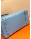 (UNUSED) 2011 HERMES BIRKIN 25 IN BLEU CELESTE EPSOM LEATHER WITH PLATINUM HARDWARE -FULL SET-