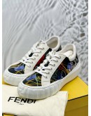 (LIKE NEW) FENDI NOEL SCRIBBLE SNEAKERS SIZE 9 IN MULTICOLOR -FULL SET- 