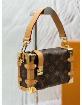 (LIKE NEW) MICROCHIP LOUIS VUITTON SIDE TRUNK PM IN BROWN MONOGRAM CANVAS -FULL SET-