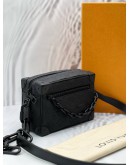(LIKE NEW) MICROCHIP LOUIS VUITTON MINI SOFT TRUNK IN BLACK MONOGRAM TAURILLON LEATHER -FULL SET- 