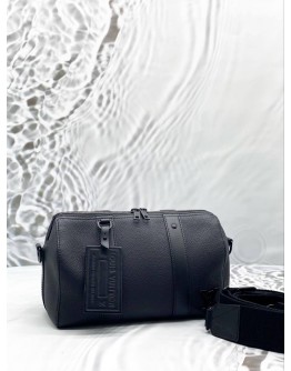 (LIKE NEW) MICROCHIP LOUIS VUITTON CITY KEEPALL IN BLACK LV AEROGRAM LEATHER 