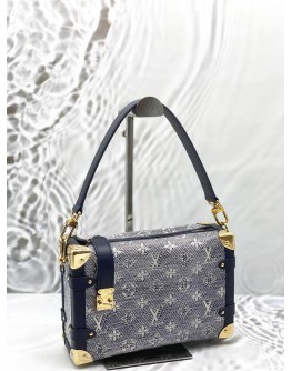 (LIKE NEW) LOUIS VUITTON SIDE TRUNK MM IN BLUE MONOGLAM CANVAS WITH LEATHER