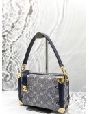 (LIKE NEW) LOUIS VUITTON SIDE TRUNK MM IN BLUE MONOGLAM CANVAS WITH LEATHER