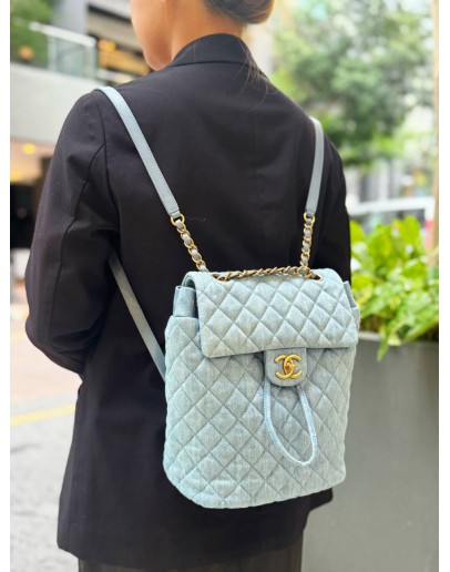 CHANEL URBAN SPIRIT BACKPACK IN LIGHT BLUE DENIM