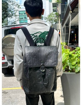 (LIKE NEW) CHRISTIAN DIOR DAILY BACKPACK IN BLACK DIOR GRAVITY LEATHER