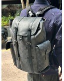MICROCHIP LOUIS VUITTON CHRISTOPHER MM BACKPACK IN BLACK AND GREY MONOGRAM ECLIPSE CANVAS WITH LEATHER