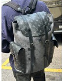 MICROCHIP LOUIS VUITTON CHRISTOPHER MM BACKPACK IN BLACK AND GREY MONOGRAM ECLIPSE CANVAS WITH LEATHER