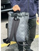 MICROCHIP LOUIS VUITTON CHRISTOPHER MM BACKPACK IN BLACK AND GREY MONOGRAM ECLIPSE CANVAS WITH LEATHER