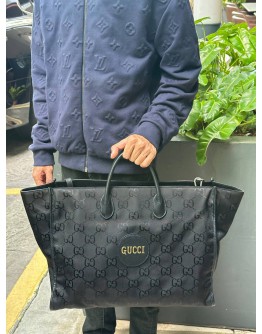 (SALE) GUCCI OFF THE GRID TOTE BAG IN BLACK NYLON WITH LEATHER