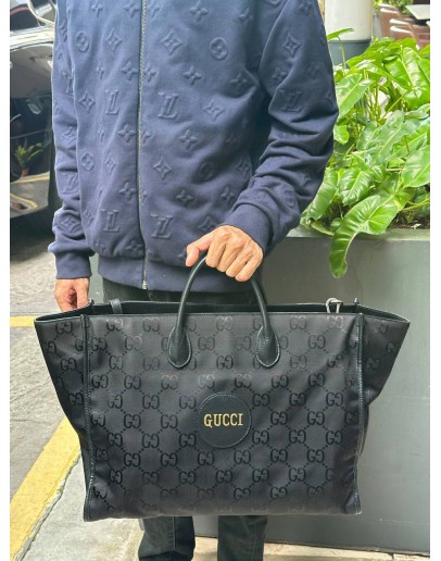 (SALE) GUCCI OFF THE GRID TOTE BAG IN BLACK NYLON WITH LEATHER