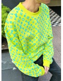 (LIKE NEW) LOUIS VUITTON COTTON MONOGRAM CREW NECK SWEATSHIRT SIZE M IN VIBRANT YELLOW WITH BLUE COLORWAY