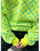 (LIKE NEW) LOUIS VUITTON COTTON MONOGRAM CREW NECK SWEATSHIRT SIZE M IN VIBRANT YELLOW WITH BLUE COLORWAY