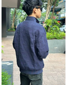 (LIKE NEW) LOUIS VUITTON COTTON MONOGRAM EMBOSSED TRACK TOP SIZE S IN NIGHT SKY 