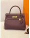 (CLEAR STOCK) (LIKE NEW) HERMES KELLY 28 RETOURNE IN BORDEAUX VEAU TOGO LEATHER -FULL SET-