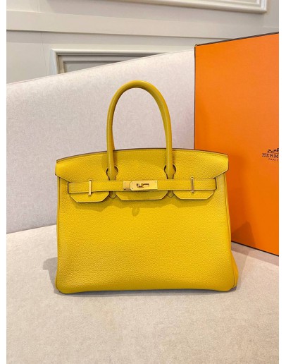 (LIKE NEW) HERMES BIRKIN 30 IN JAUNE AMBRE VEAU TOGO LEATHER -FULL SET-