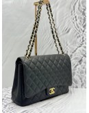 CHANEL CLASSIC MAXI DOUBLE FLAP SHOULDER BAG IN BLACK CAVIAR LEATHER