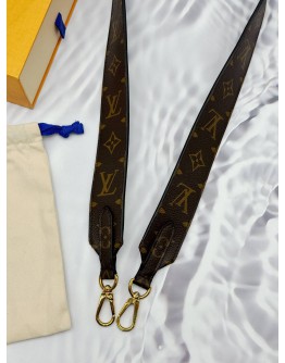 LOUIS VUITTON STRAP BANDOULIERE IN BROWN MONOGRAM CANVAS WITH BLACK LEATHER -FULL SET-