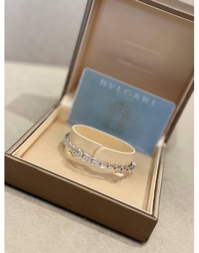 (LIKE NEW) 2019 BVLGARI SERPENTI VIPER BRACELET SIZE M IN 18K 750 WHITE GOLD WITH DIAMOND -FULL SET-  