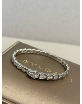(LIKE NEW) 2019 BVLGARI SERPENTI VIPER BRACELET SIZE M IN 18K 750 WHITE GOLD WITH DIAMOND -FULL SET-  