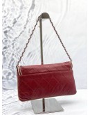(CLEAR STOCK) CHANEL 2.55 REISSUE EAST WEST FLAP SHOULDER BAG IN BURGUNDY LAMBSKIN LEATHER 