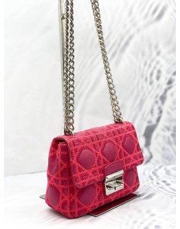 (CLEAR STOCK) CHRISTIAN DIOR MISS DIOR SMALL CHAIN BAG IN PINK CANNAGE EMBROIDERED LEATHER