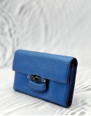 (CLEAR STOCK) GUCCI BAMBOO WALLET IN METALLIC BLUE LEATHER