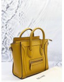 (CLEAR STOCK) (LIKE NEW) CELINE NANO LUGGAGE TOTE BAG IN MUSTARD YELLOW LEATHER