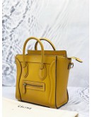 (CLEAR STOCK) (LIKE NEW) CELINE NANO LUGGAGE TOTE BAG IN MUSTARD YELLOW LEATHER