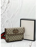 (LIKE NEW) GUCCI NEO VINTAGE BELT BAG IN BEIGE GG SUPREME CANVAS WITH BROWN LEATHER