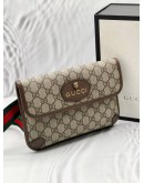 (LIKE NEW) GUCCI NEO VINTAGE BELT BAG IN BEIGE GG SUPREME CANVAS WITH BROWN LEATHER