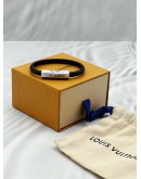 (UNUSED) LOUIS VUITTON CLIP IT BRACELET SIZE 19 IN BLACK LEATHER -FULL SET- 